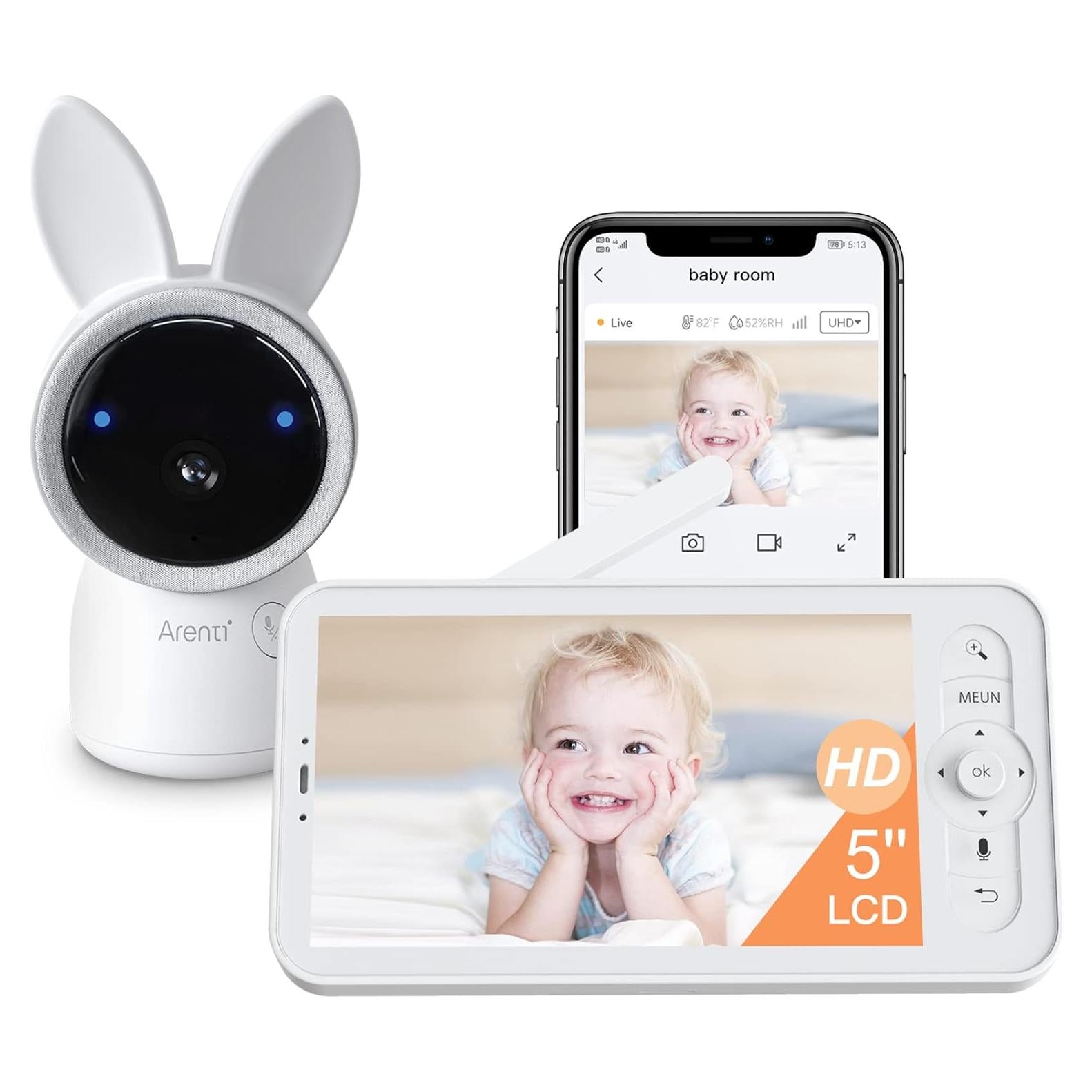Monitor para Bebés ARENTI 2K Pantalla 5" Audio Bidireccional