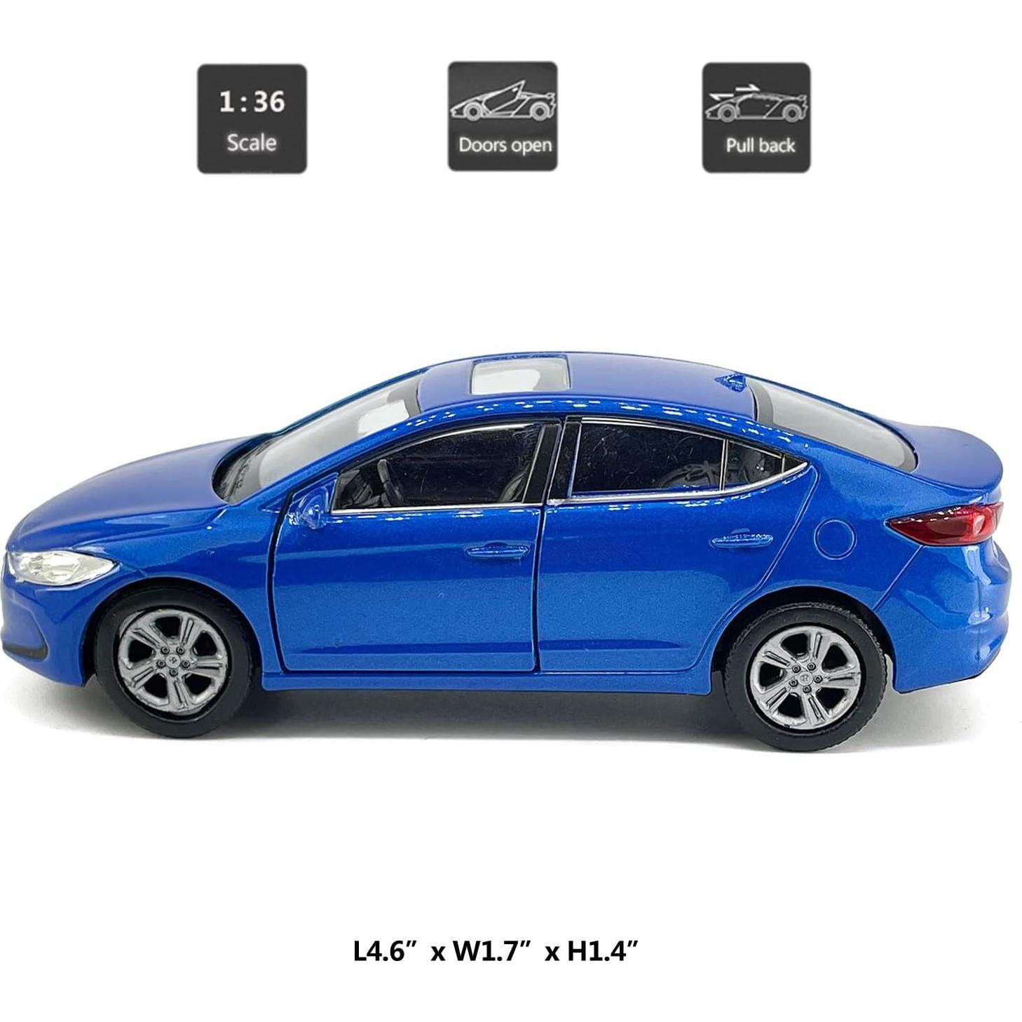 Coche Juguete Hyundai Elantra 1:36 Metal Diecast Azul