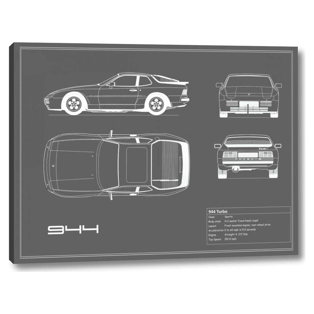 Impresión en Lienzo Porsche 944 Turbo-Gris 30x40 cm