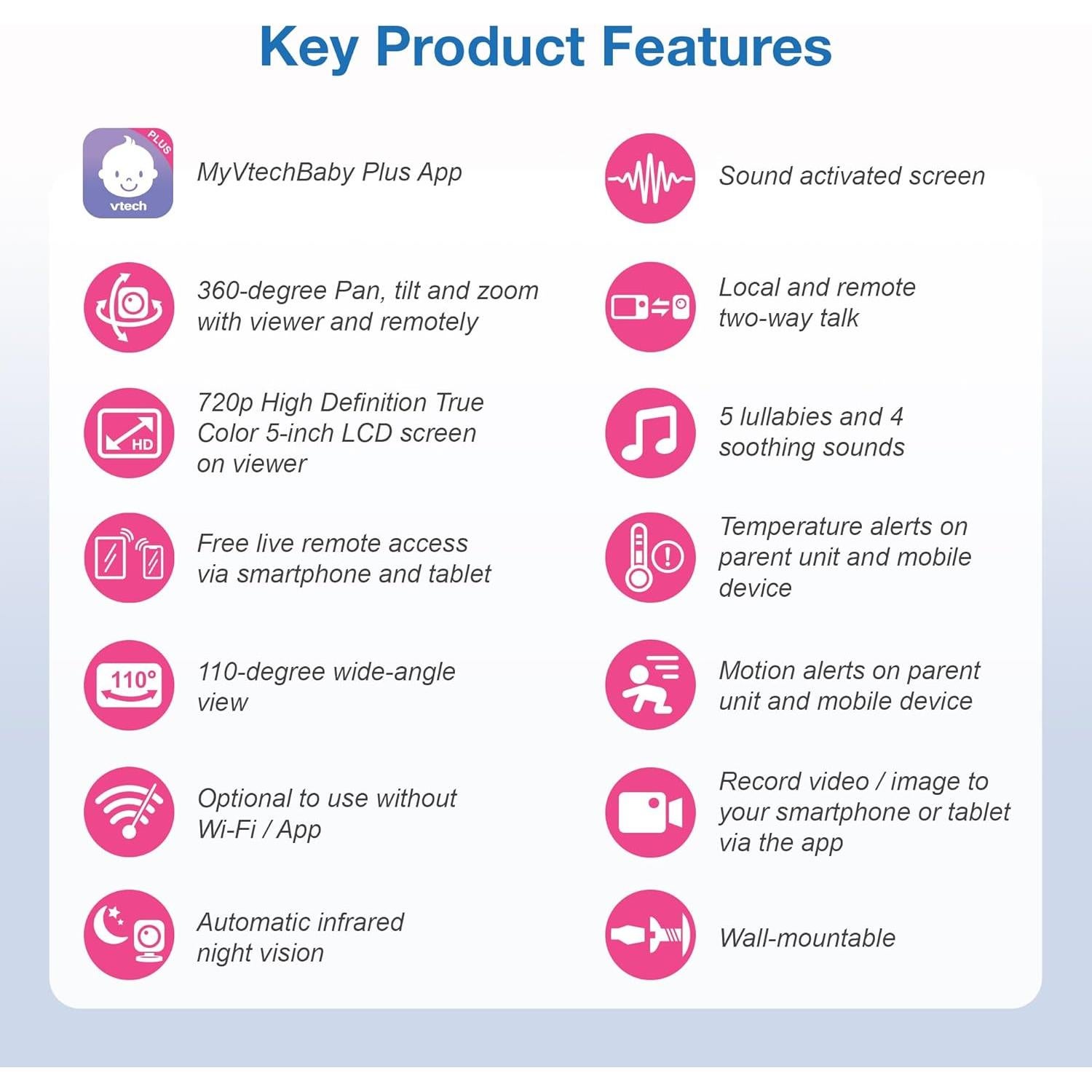 Monitor de Bebé VTech VM901 1080p con Pantalla 5"