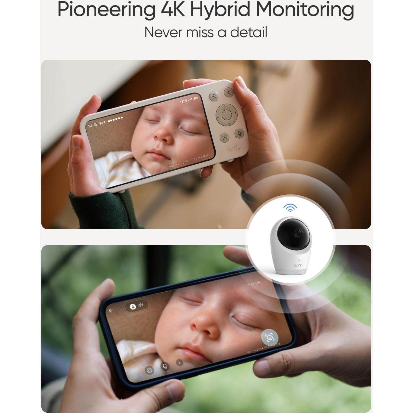 Monitor de Bebé eufy E21 4K UHD Pantalla 5'' Batería 5000mAh