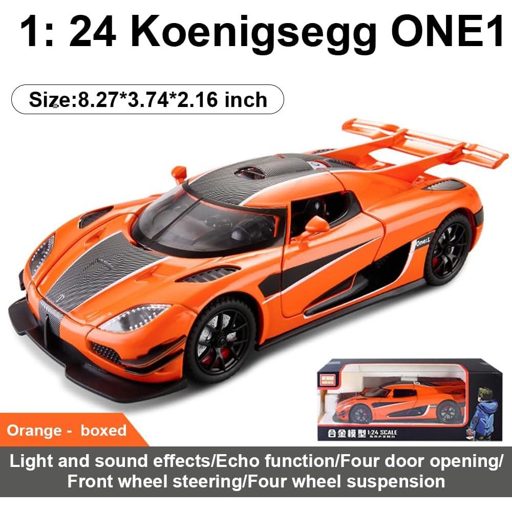 Coche de Metal a Escala 1:24 Koenigsegg ONE con Luz y Sonido