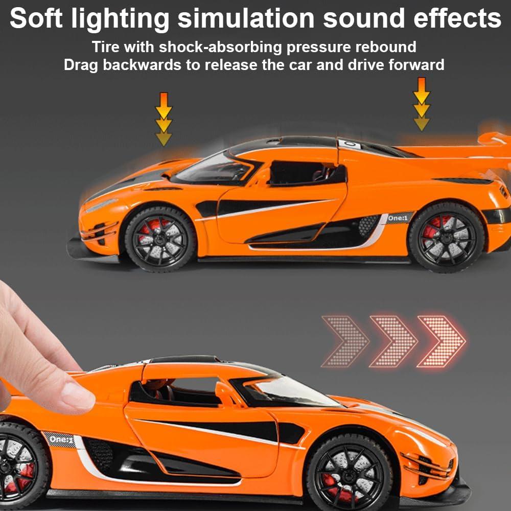 Coche de Metal a Escala 1:24 Koenigsegg ONE con Luz y Sonido