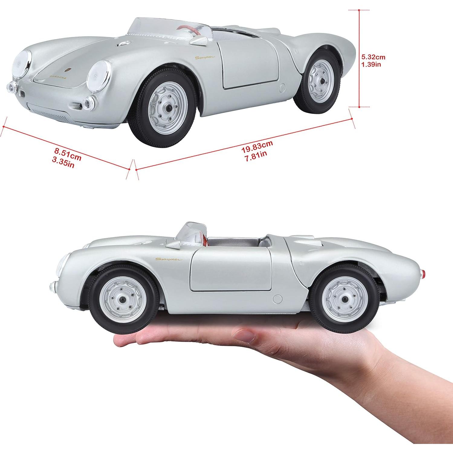 Maisto Porsche 550A Spyder Diecast 1:18 Plata 24.1 cm