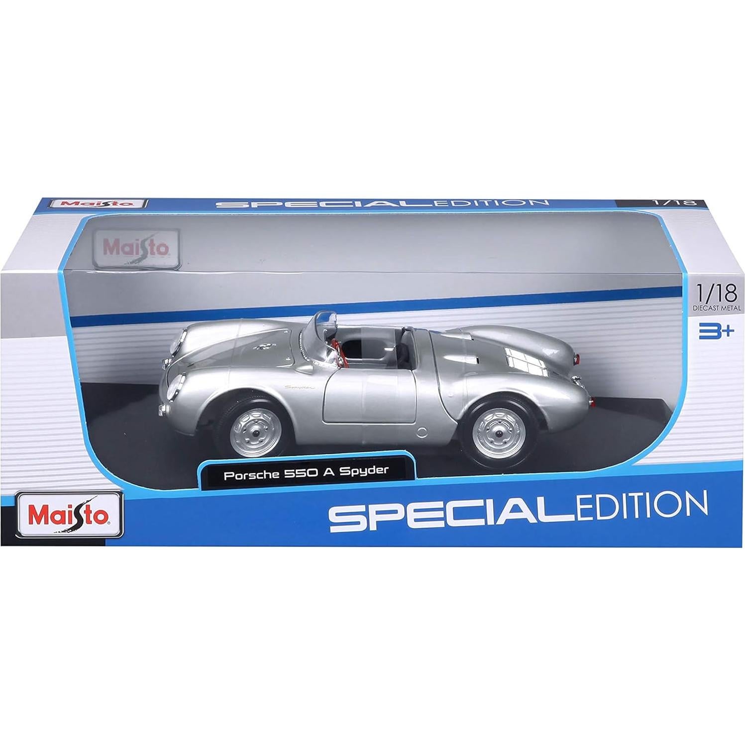 Maisto Porsche 550A Spyder Diecast 1:18 Plata 24.1 cm