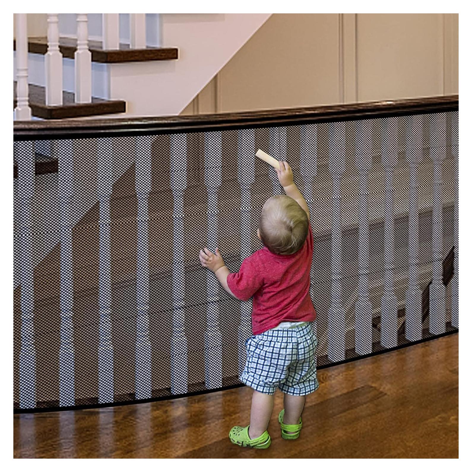 Red de Seguridad para Escaleras y Barandillas - 5.49 m x 0.81 m - Negro