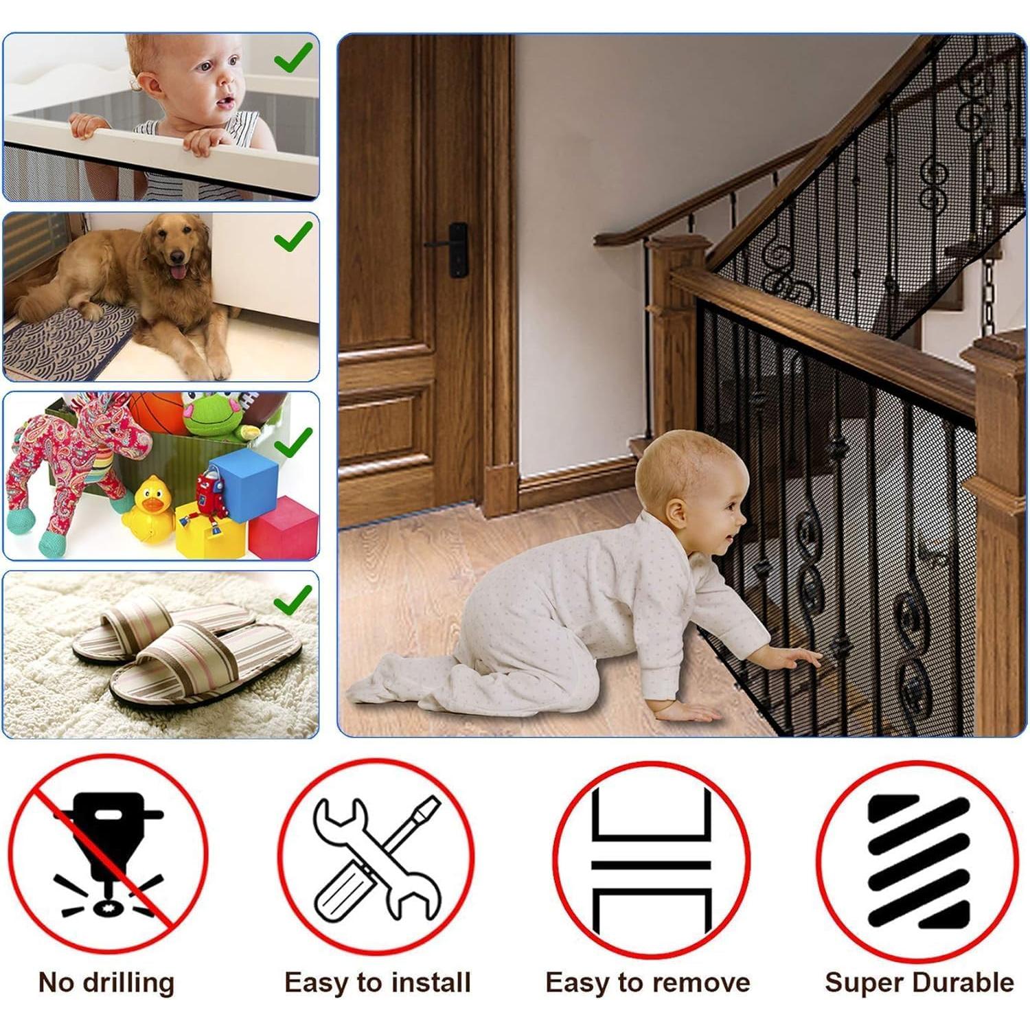 Red de Seguridad para Escaleras y Barandillas - 5.49 m x 0.81 m - Negro