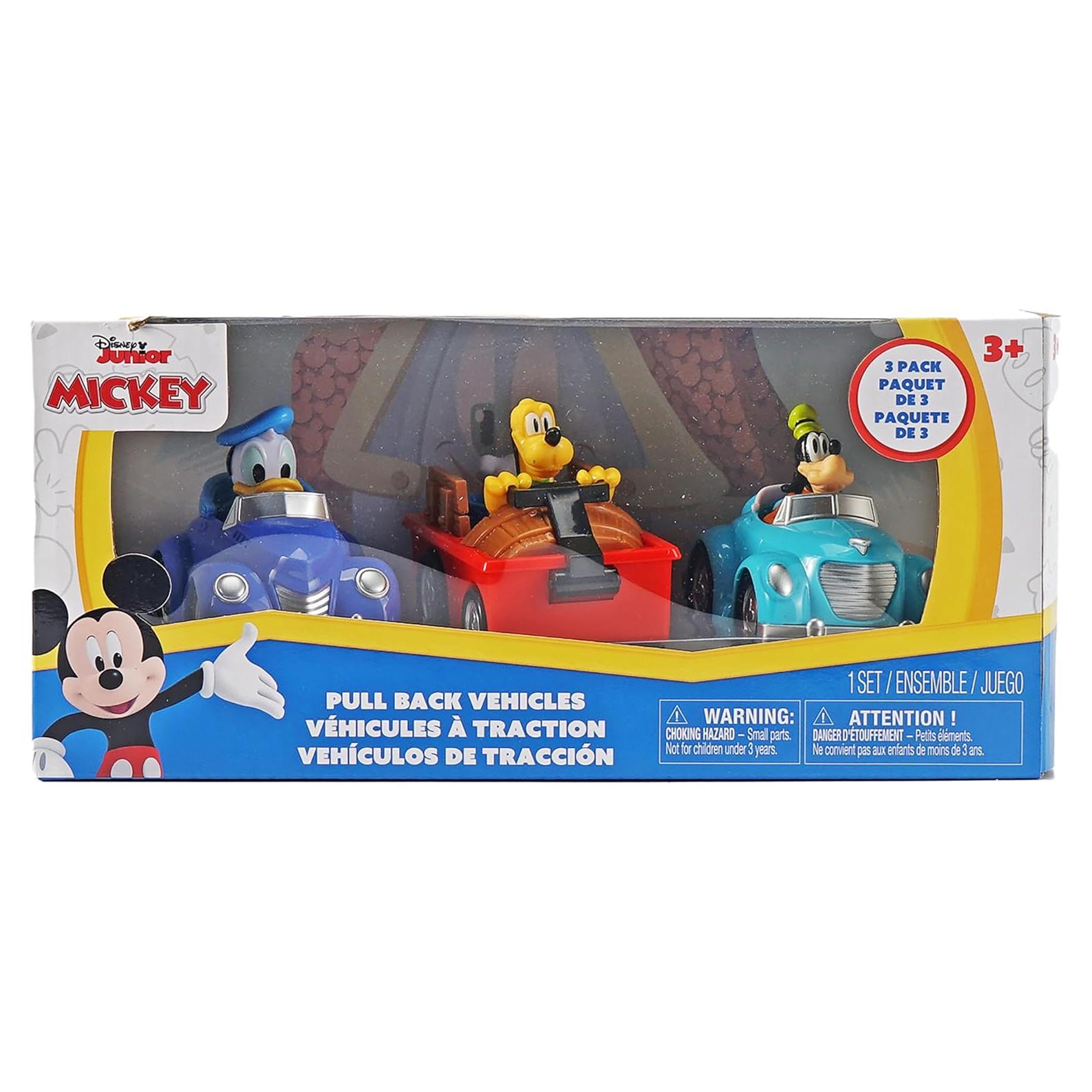 Paquete de 3 Vehículos de Juguete Disney Junior - Donald, Goofy, Pluto - 9.53 cm