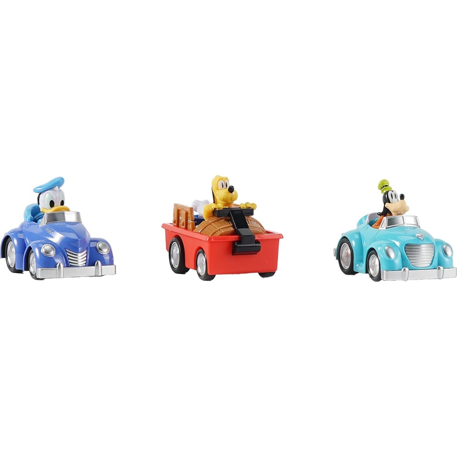Paquete de 3 Vehículos de Juguete Disney Junior - Donald, Goofy, Pluto - 9.53 cm