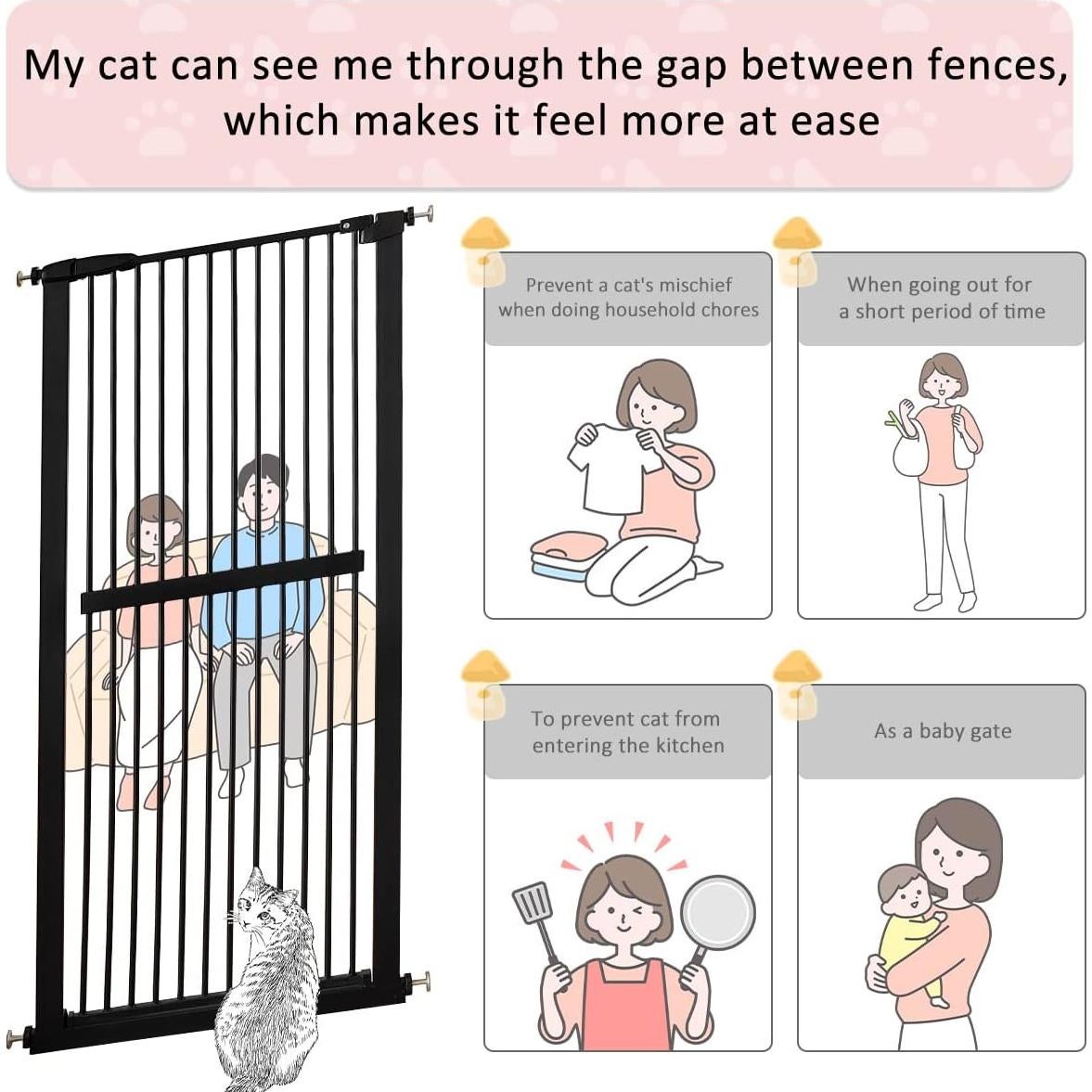 Puerta para Gatos Alta Lumizone 76.5-86cm Negra