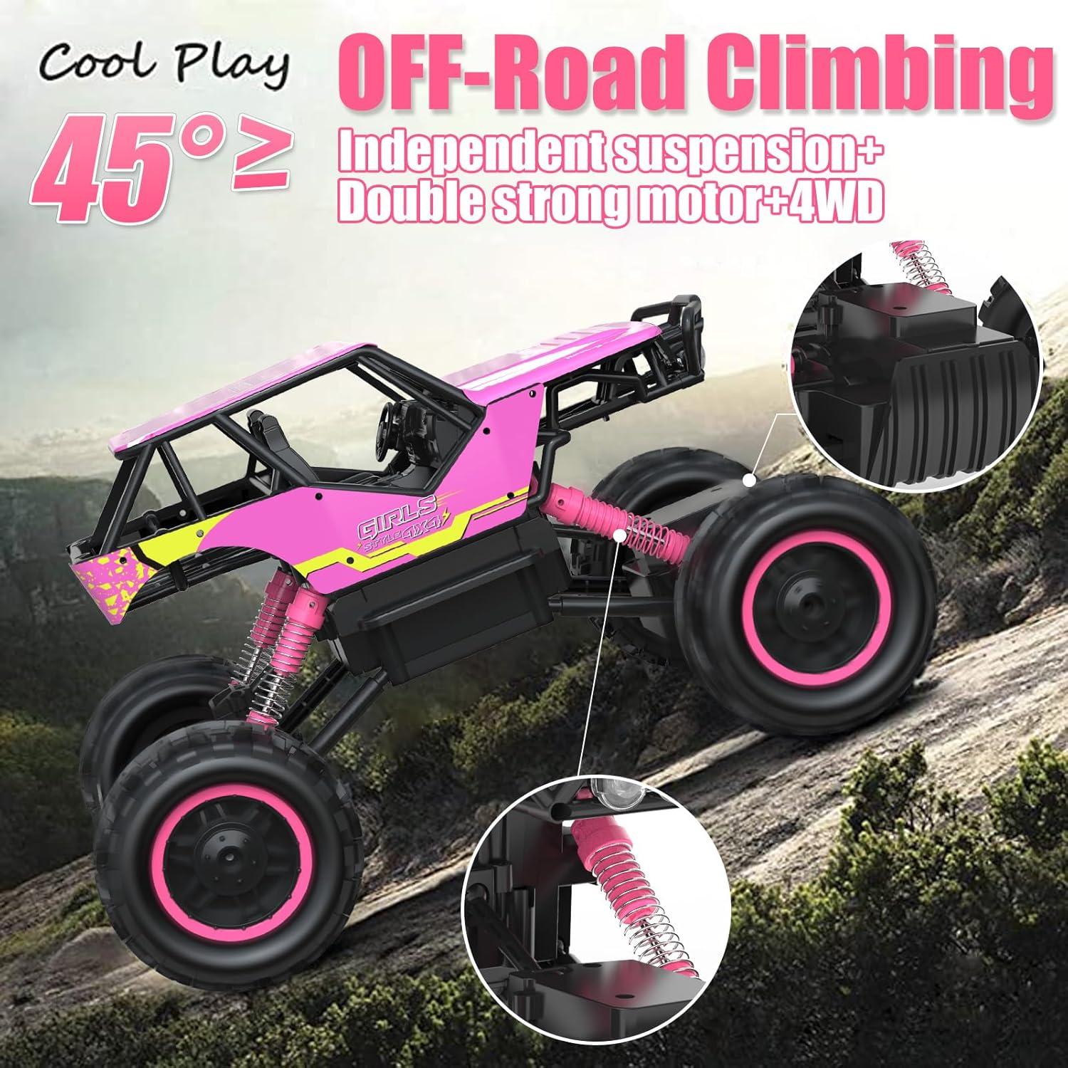 Coche RC Todo Terreno DOUBLE E 1:12 Rosa 4WD Recargable