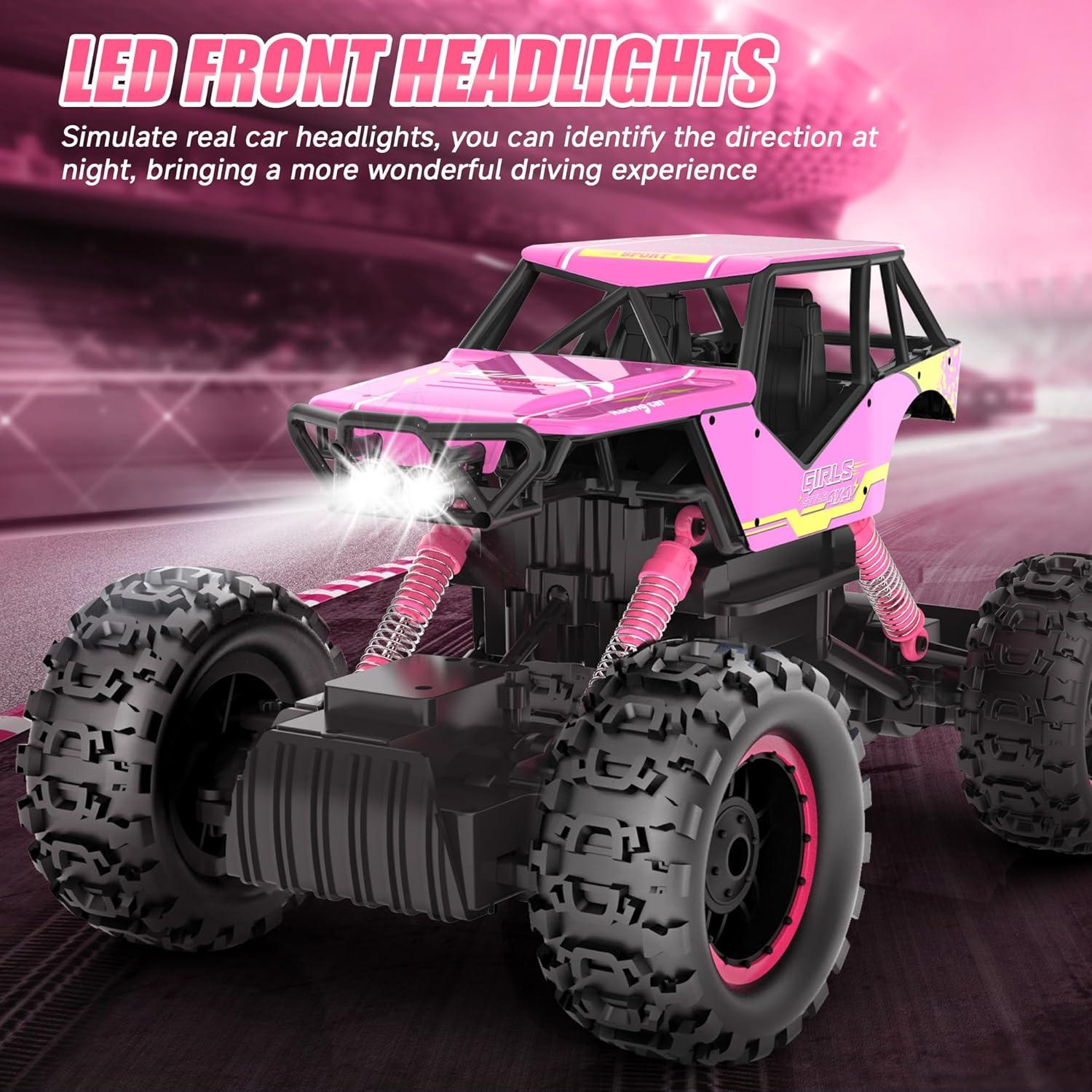 Coche RC Todo Terreno DOUBLE E 1:12 Rosa 4WD Recargable
