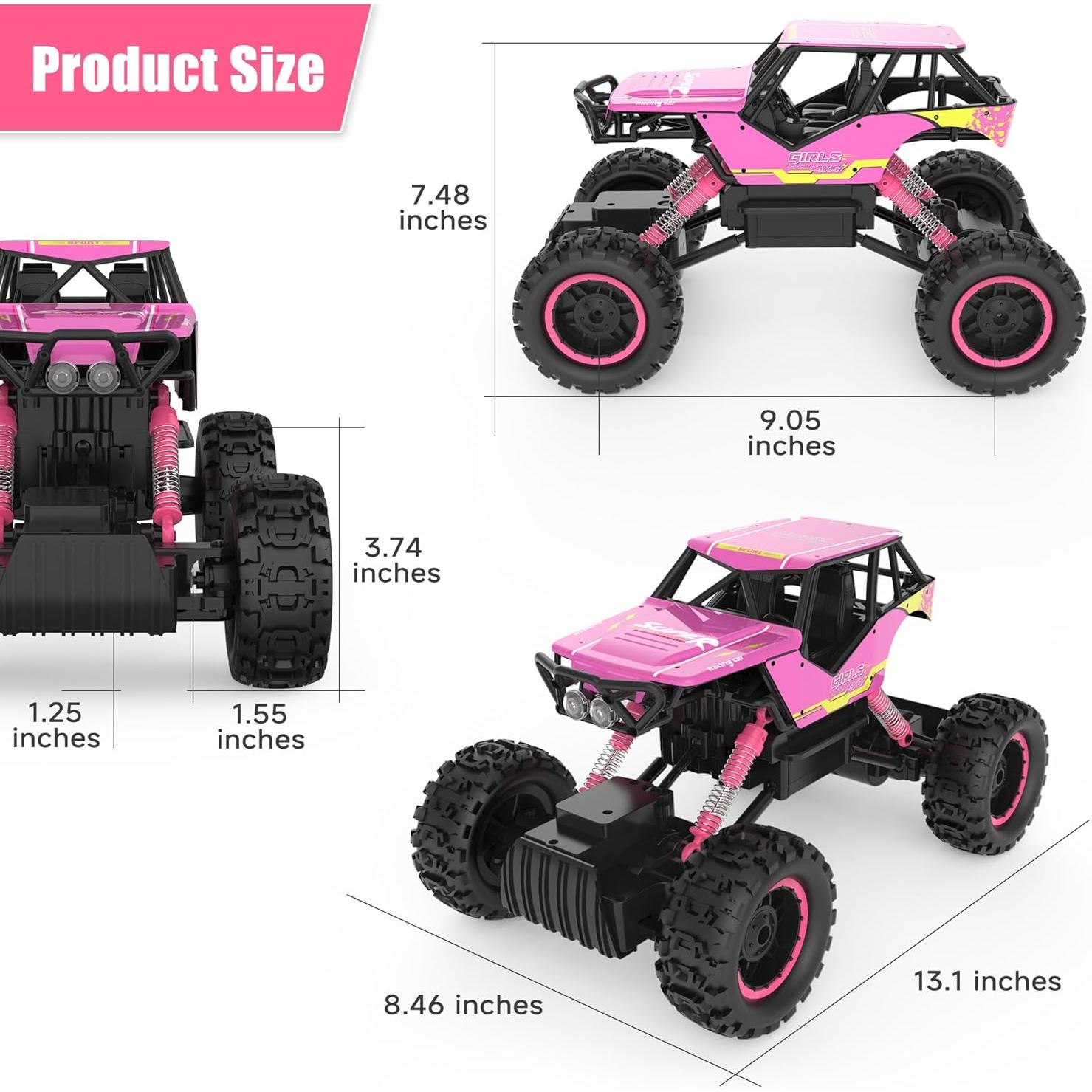 Coche RC Todo Terreno DOUBLE E 1:12 Rosa 4WD Recargable