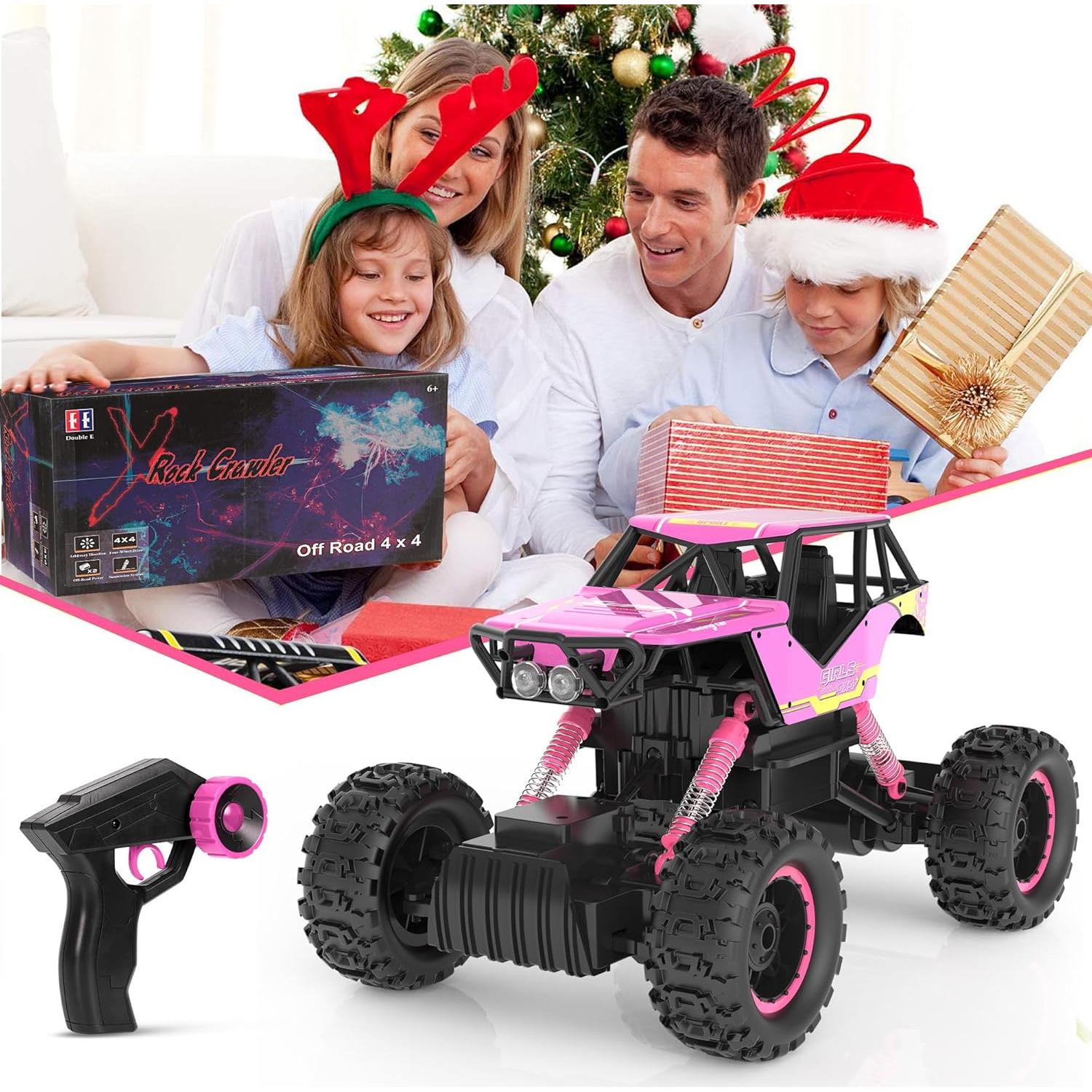 Coche RC Todo Terreno DOUBLE E 1:12 Rosa 4WD Recargable