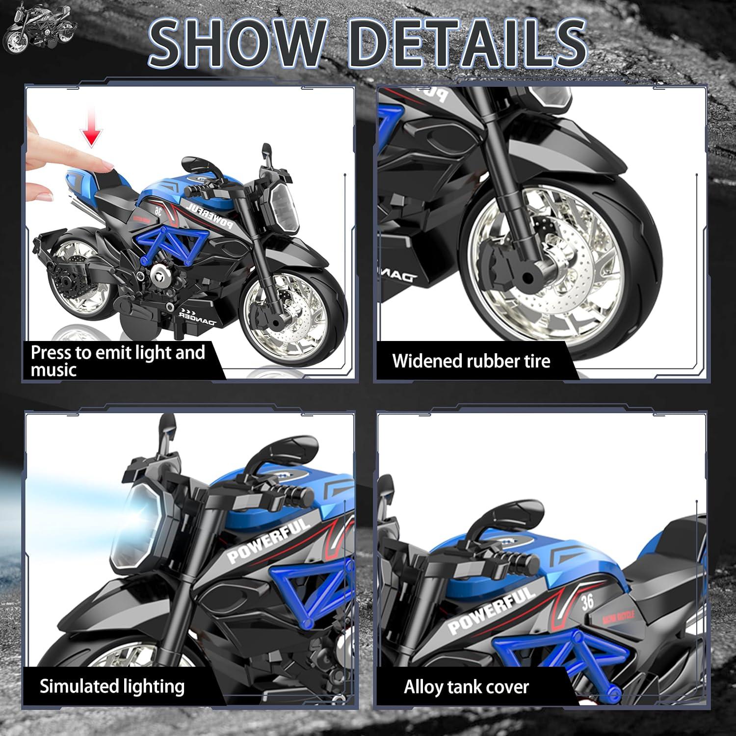 Modelo de Motocicleta 1:12 QIER con Sonido y Luces