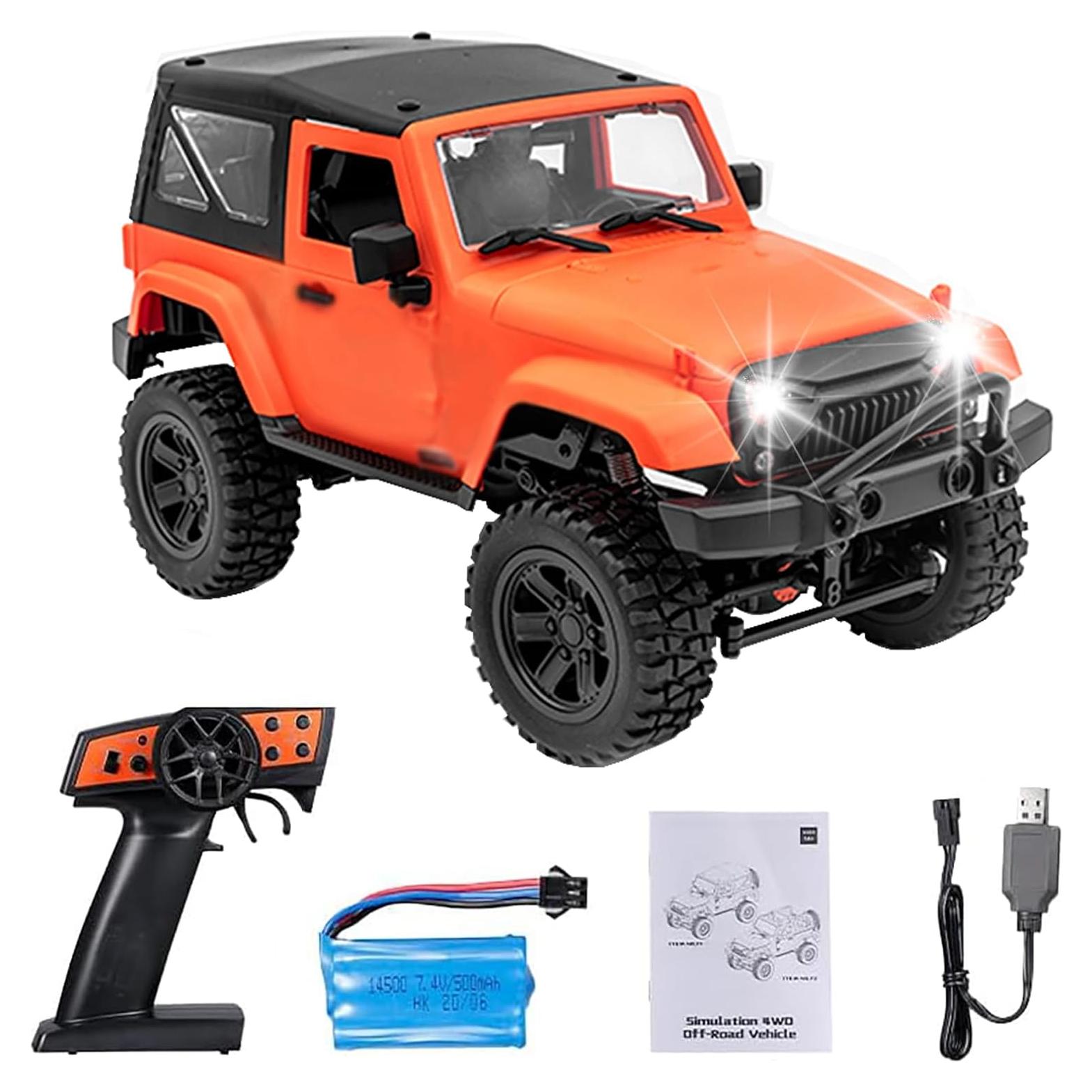 Coche RC GoolRC 1/14 4WD Todo Terreno Naranja LED