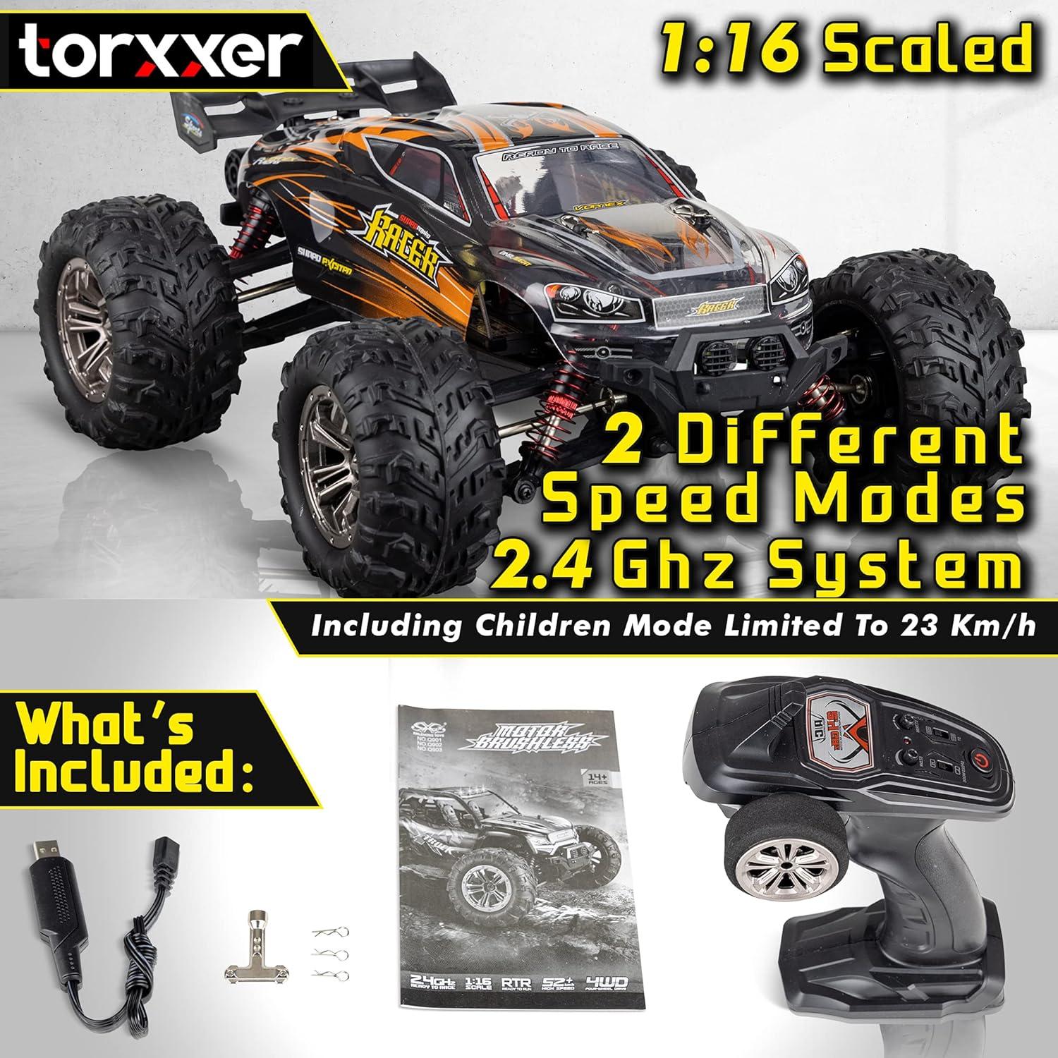 Caminón RC Torxxer 1:16 Brushless 4WD Off Road Naranja