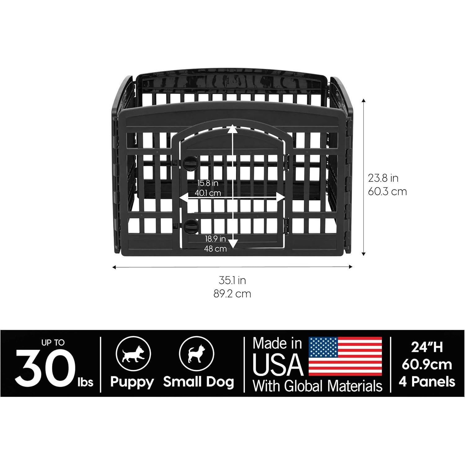 Parque para Perros IRIS USA 4 Paneles 60 cm Negro