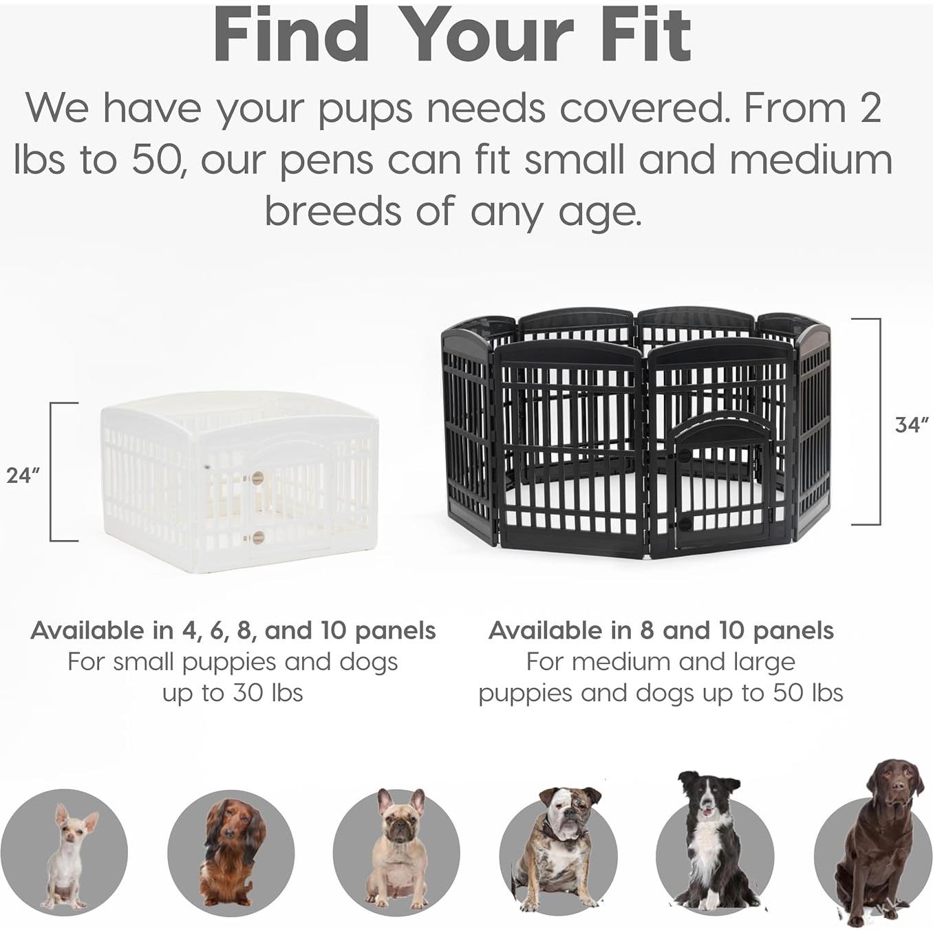 Parque para Perros IRIS USA 4 Paneles 60 cm Negro