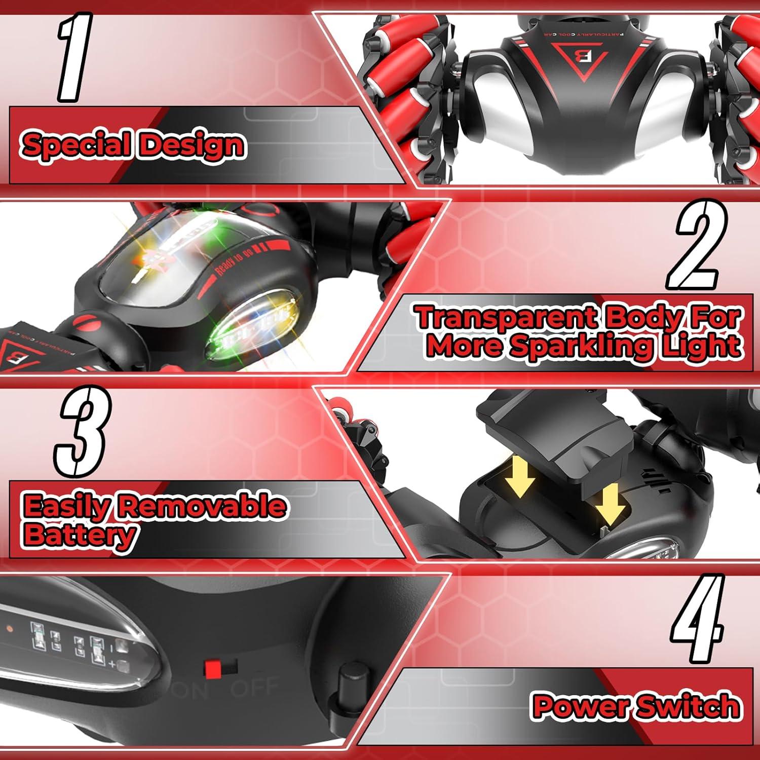 Coche Acrobático RC Fosgoit 4WD 30KM/H Luz y Música