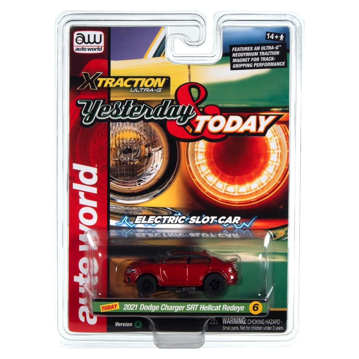 Auto Slot Car Round2 Dodge Charger Hellcat 1:64 Marrón