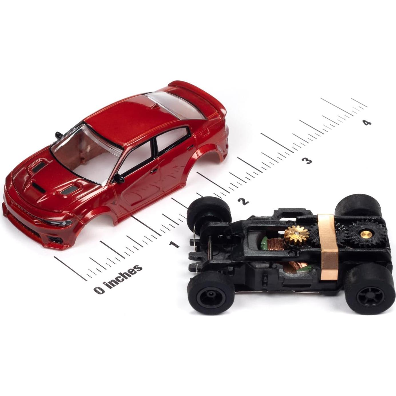 Auto Slot Car Round2 Dodge Charger Hellcat 1:64 Marrón