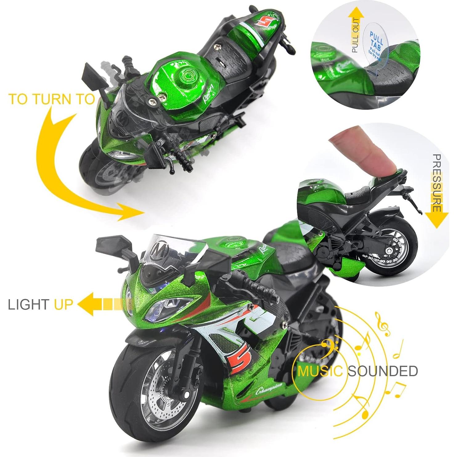 Motocicleta de Juguete BOBUEXER Verde con Luz y Sonido