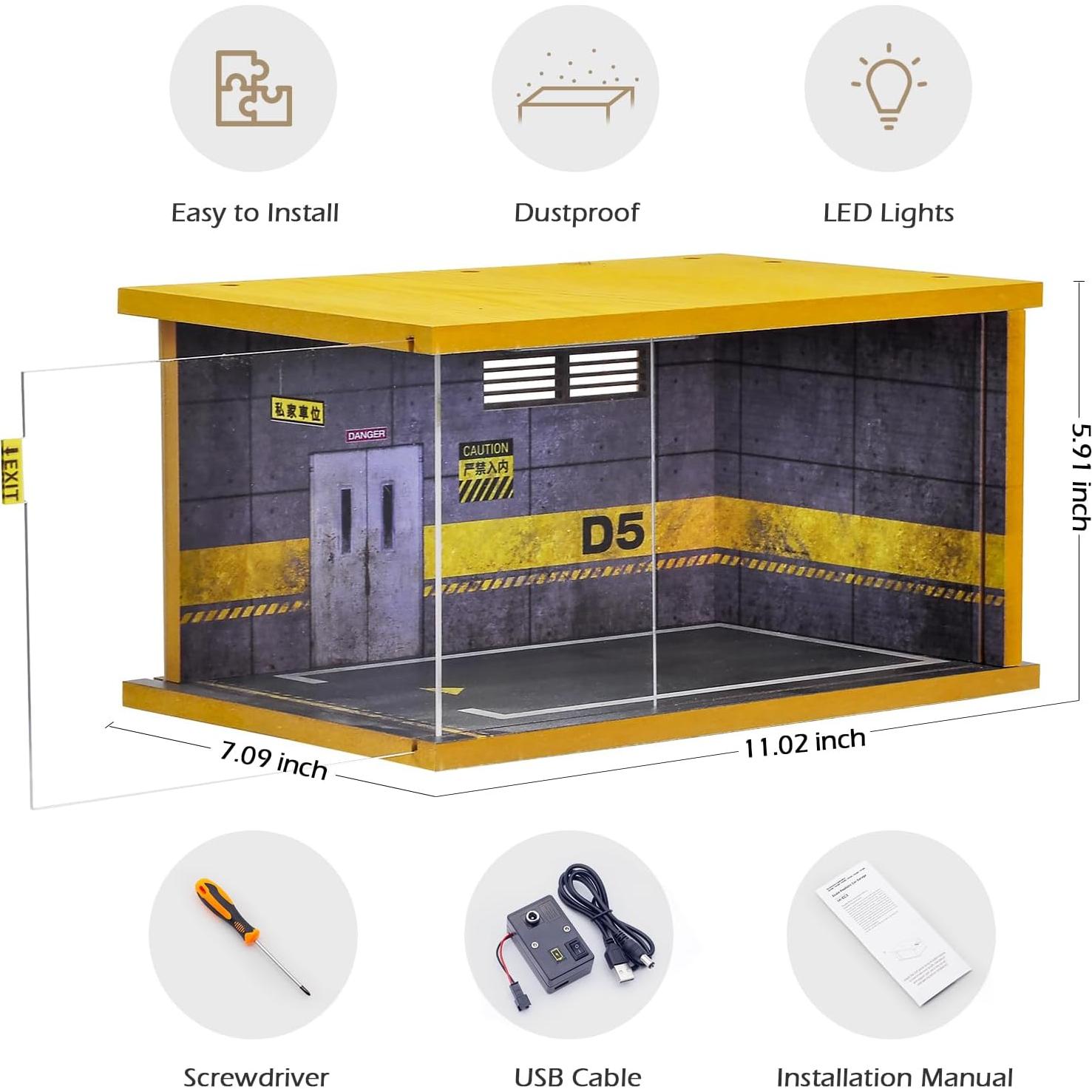 Estuche de exhibición Hot Wheels modelo garaje LED 1/24