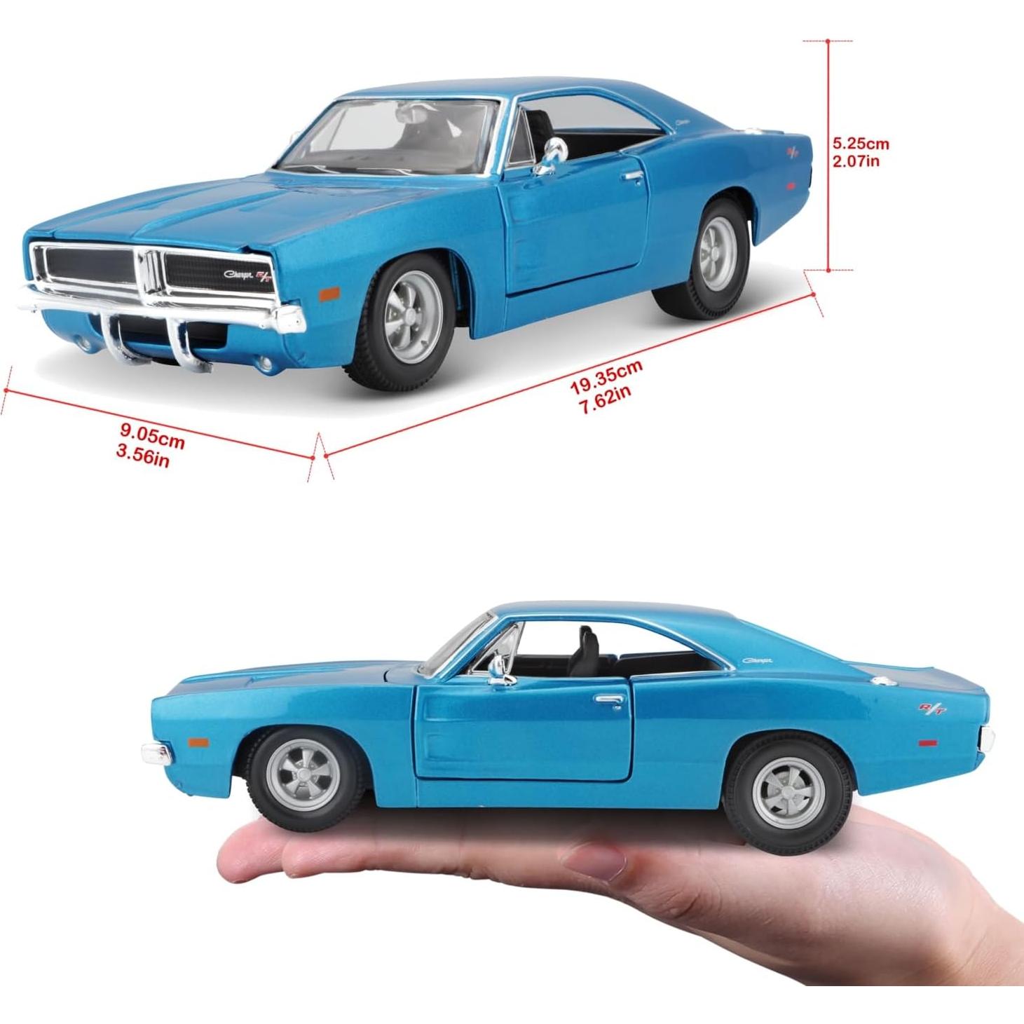 Maisto Dodge Charger R/T 1969 Azul 1:25 Diecast Abre Puertas
