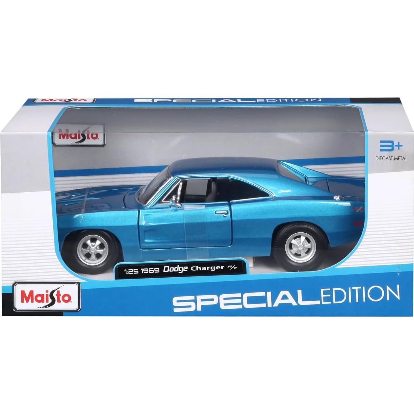 Maisto Dodge Charger R/T 1969 Azul 1:25 Diecast Abre Puertas