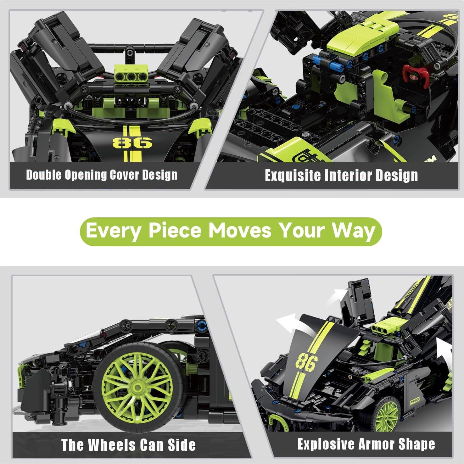 Set de Construcción JINTONGBAO Hypercar 1:14 Verde 910PCS