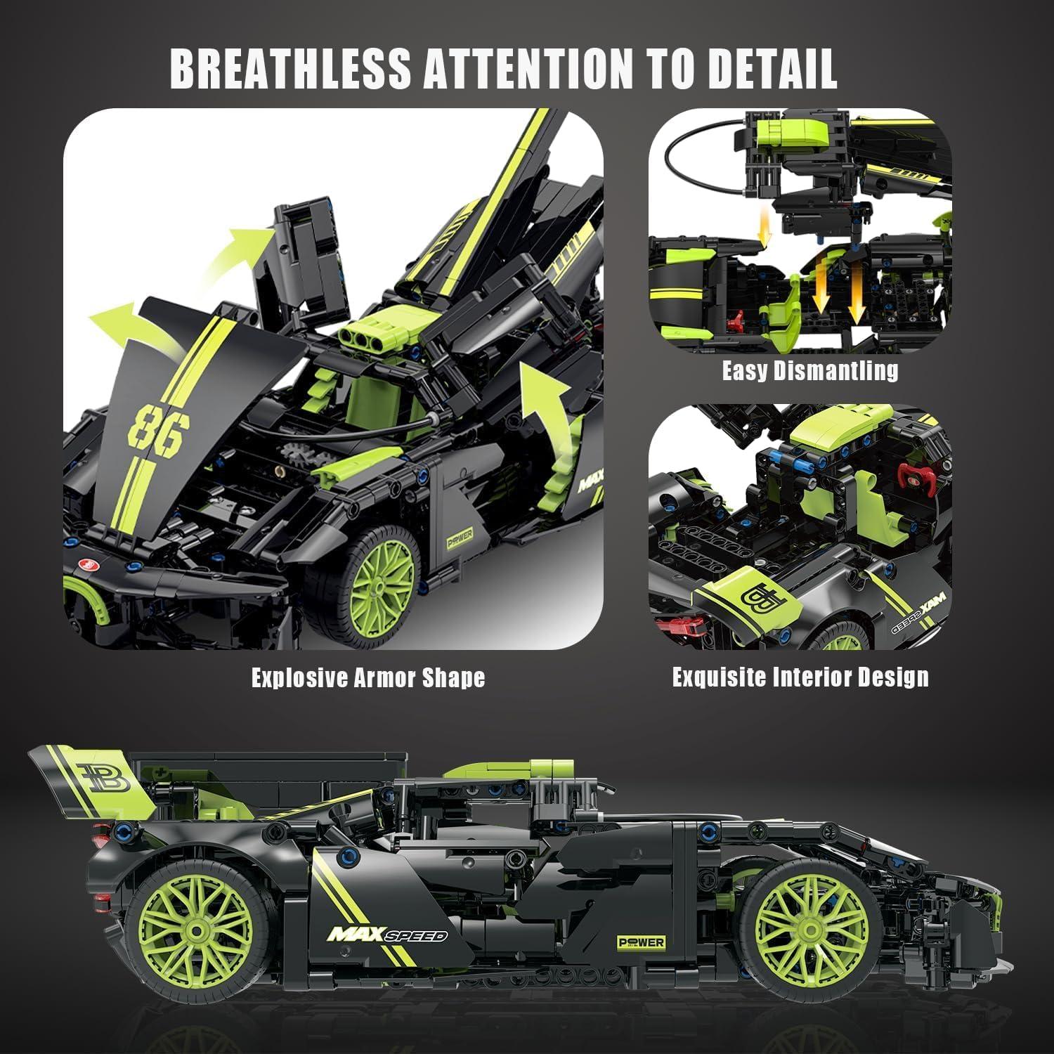 Set de Construcción JINTONGBAO Hypercar 1:14 Verde 910PCS