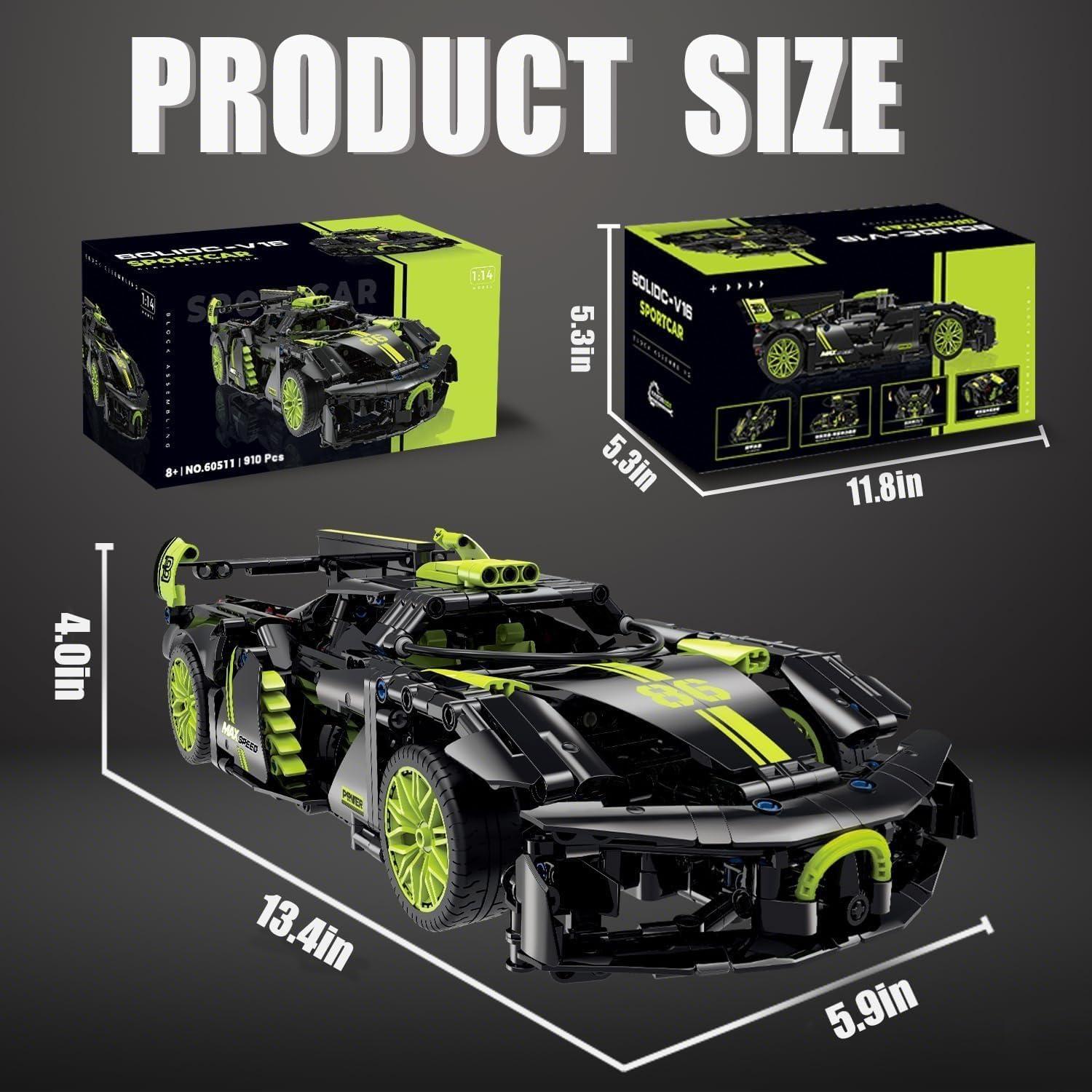 Set de Construcción JINTONGBAO Hypercar 1:14 Verde 910PCS
