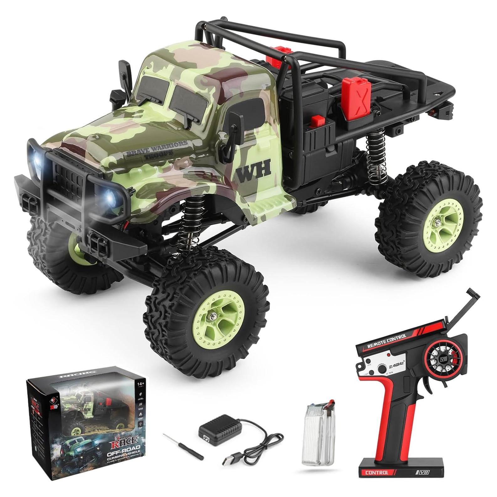 Coche RC Hylukon 1:18 Camión Militar 4WD LED Todo Terreno