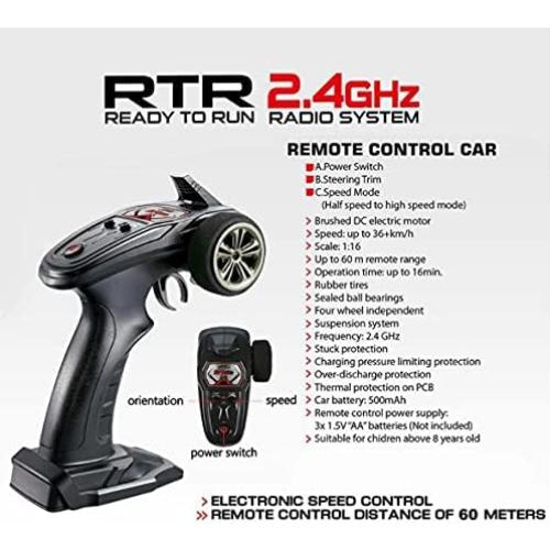 Coche RC FMT 1:16 36 km/h Todo Terreno Rojo