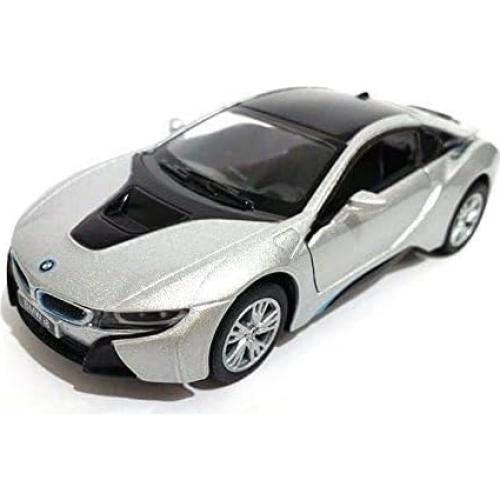 Coche Diecast Kinsmart BMW I8 Plateado 1:36 con Detalles