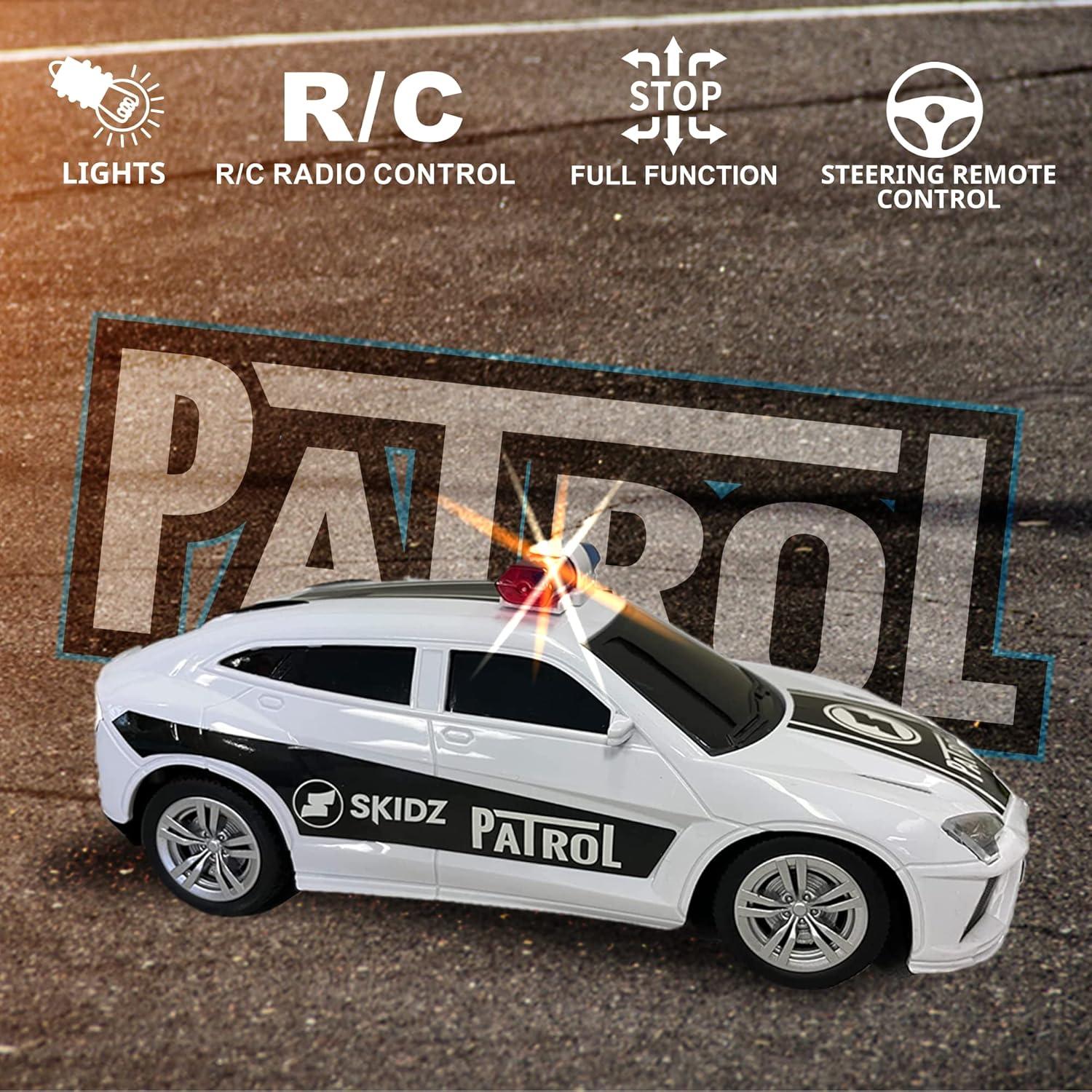 Kids Remote Control Police Car for Kids, RC Patrol Toy Car with Lights and Sirens for Boys; High Speed Remote Control cop car Racer, Police Car Toy Gift for Toddlers 3+ (Black)