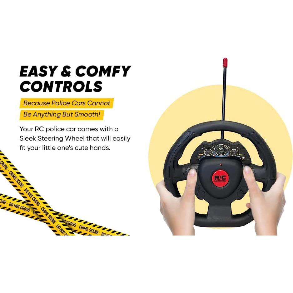 Kids Remote Control Police Car for Kids, RC Patrol Toy Car with Lights and Sirens for Boys; High Speed Remote Control cop car Racer, Police Car Toy Gift for Toddlers 3+ (Black)