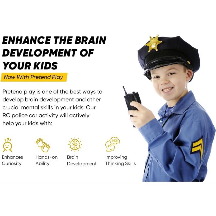 Kids Remote Control Police Car for Kids, RC Patrol Toy Car with Lights and Sirens for Boys; High Speed Remote Control cop car Racer, Police Car Toy Gift for Toddlers 3+ (Black)