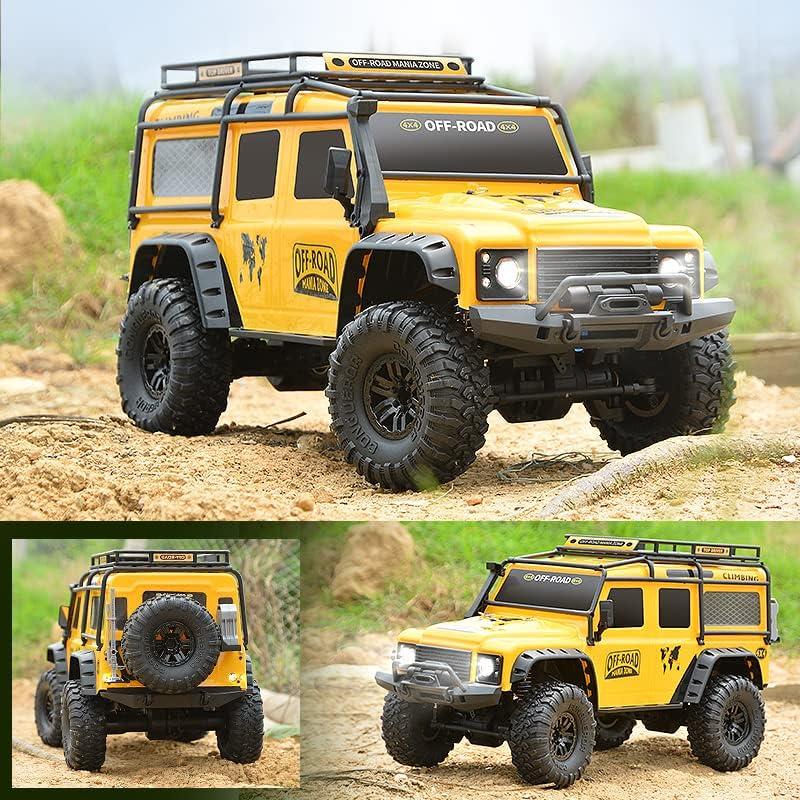 RC Cars RC Crawler 1/10 Scale RTR Remote Control Car 4WD 2.4GHz Brushed Offroad Racing Hobby Grade Model Vehicle with LED Lights 2Pcs Battery Toy for Kids and Adults