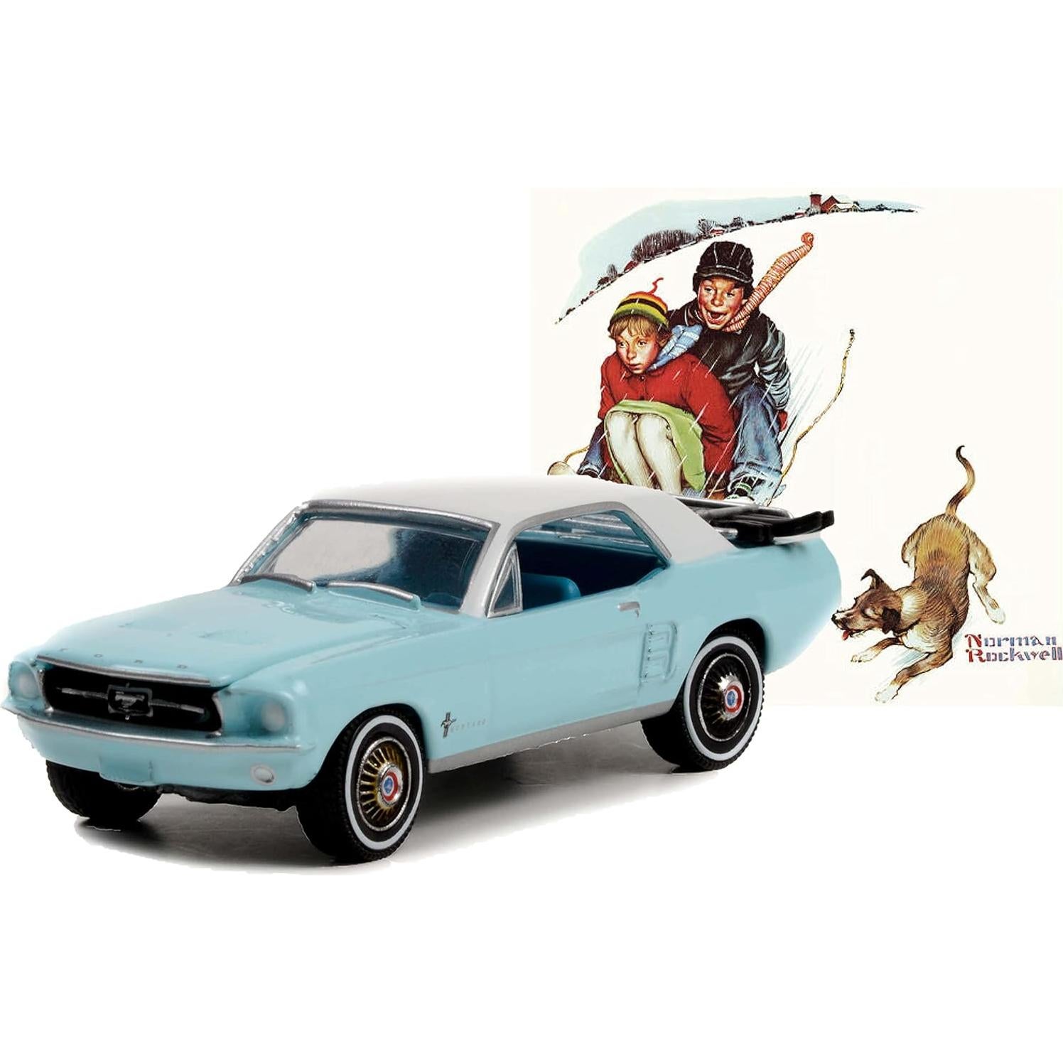 Coupé Ford Mustang 1967 Azul Claro 1:64 Greenlight