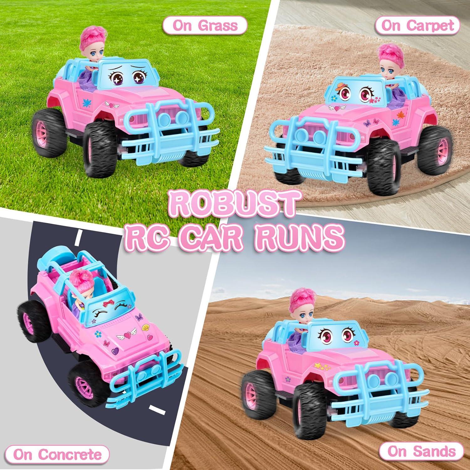 Coche RC Rosa - Camión Control Remoto 1:20 con Muñeca