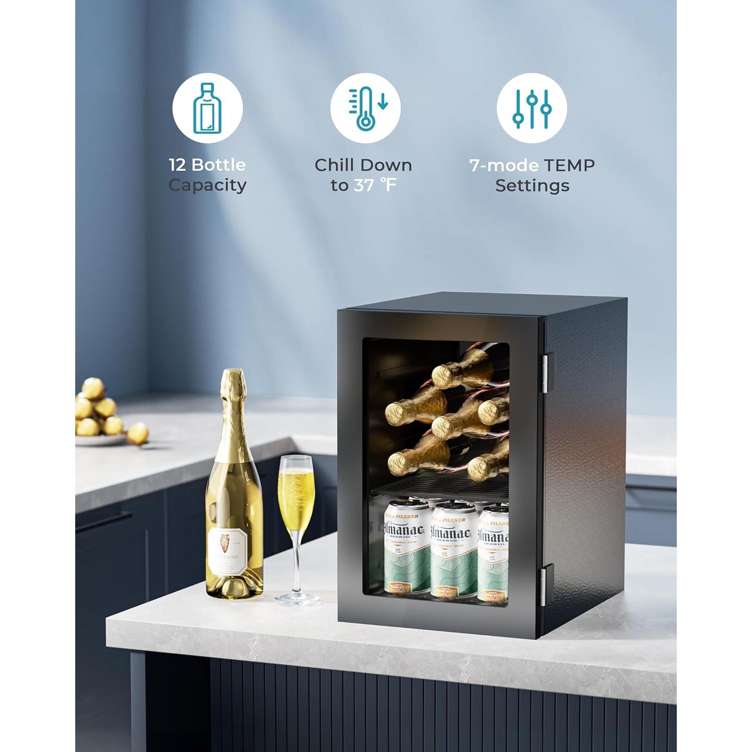 Refrigerador Enfriador de Vino EUHOMY WC-6B 6 Botellas 16L