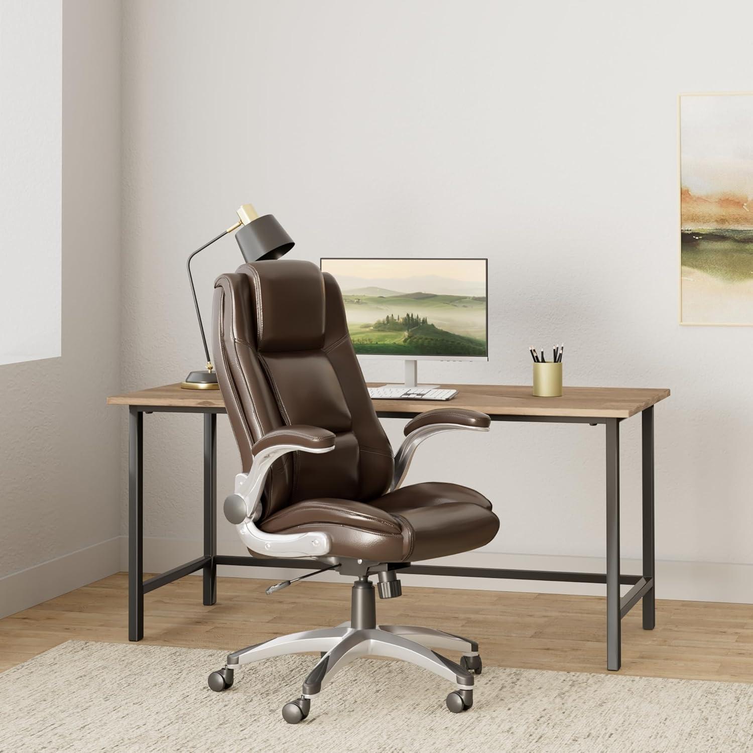 Silla de Oficina COLAMY Alta Respaldo Cuero Ergonómica