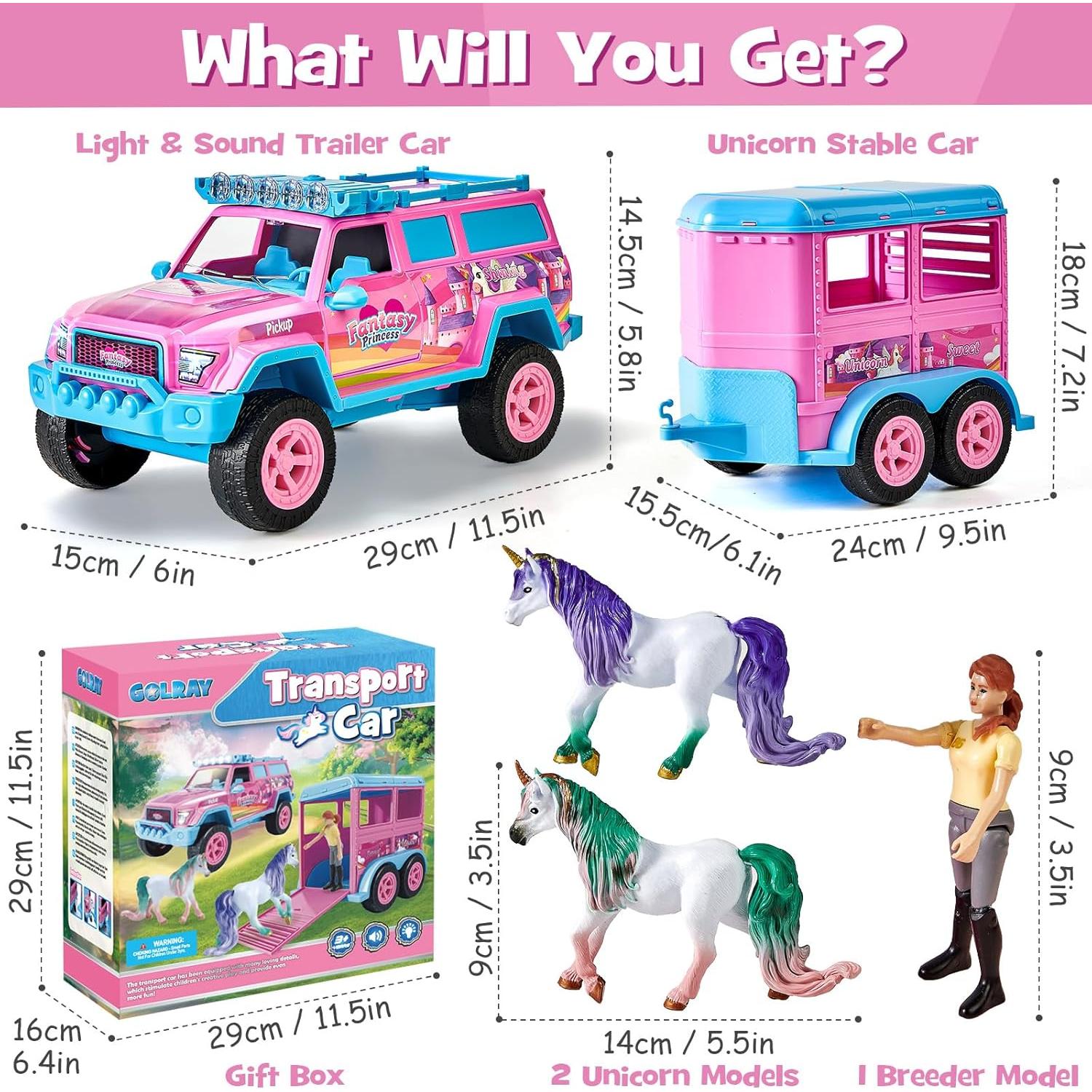 Juguete Remolque Caballo Golray Camión Unicornio 1:16