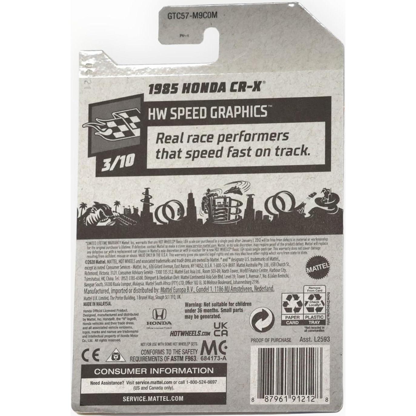 Hot Wheels Honda CR-X 1985 Escala 1:64 Coleccionable