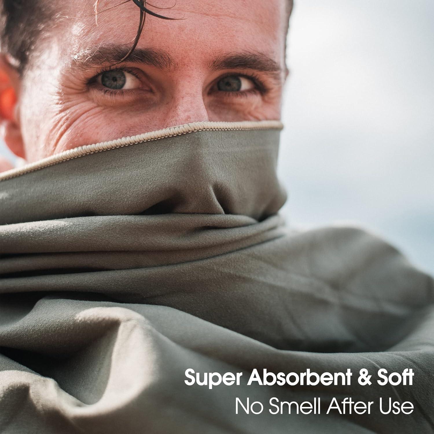 Toalla de Camping 4Monster Microfibra Verde Militar 50x30 cm