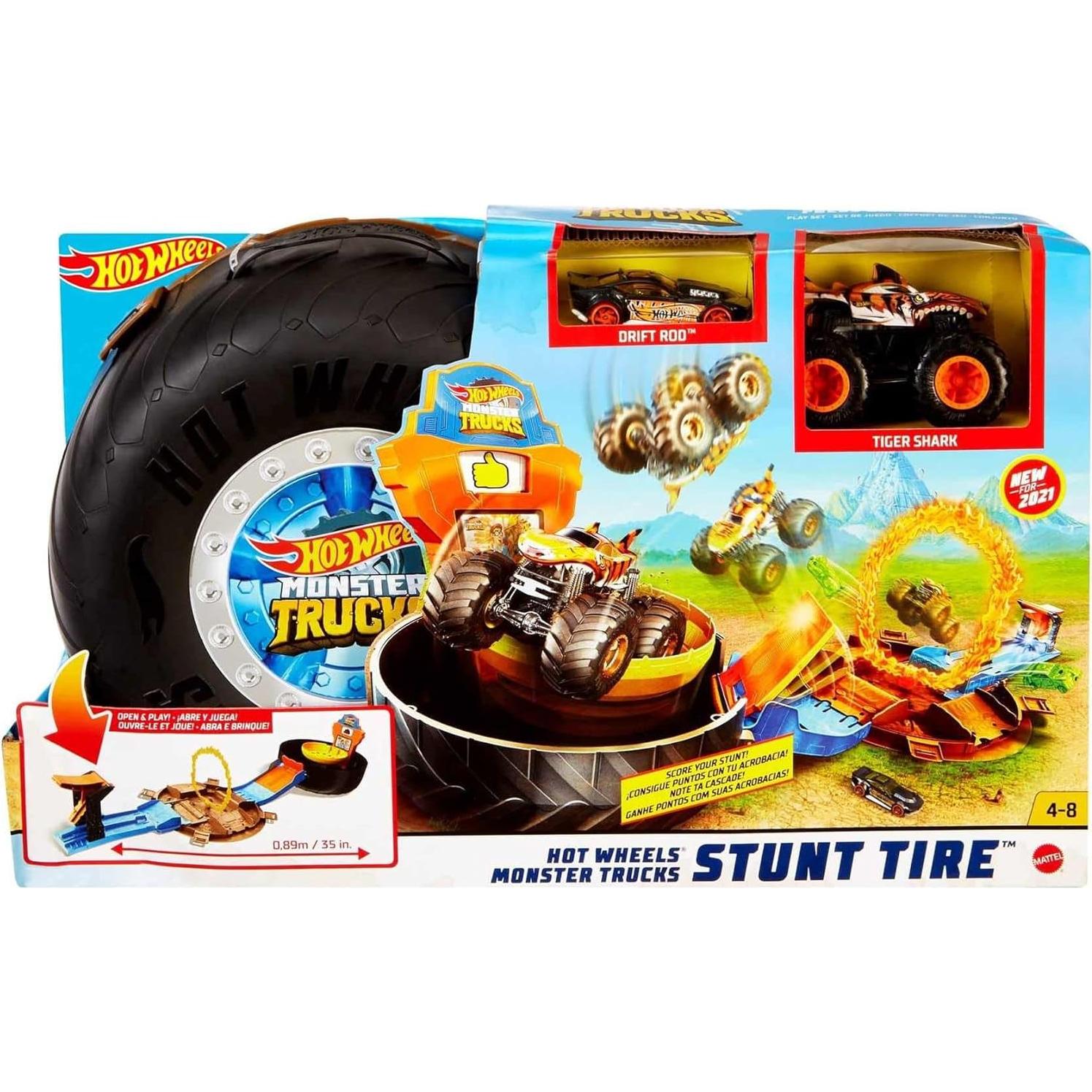 Pista Acrobacias Hot Wheels GVK48 con Lanzador y 2 Coches
