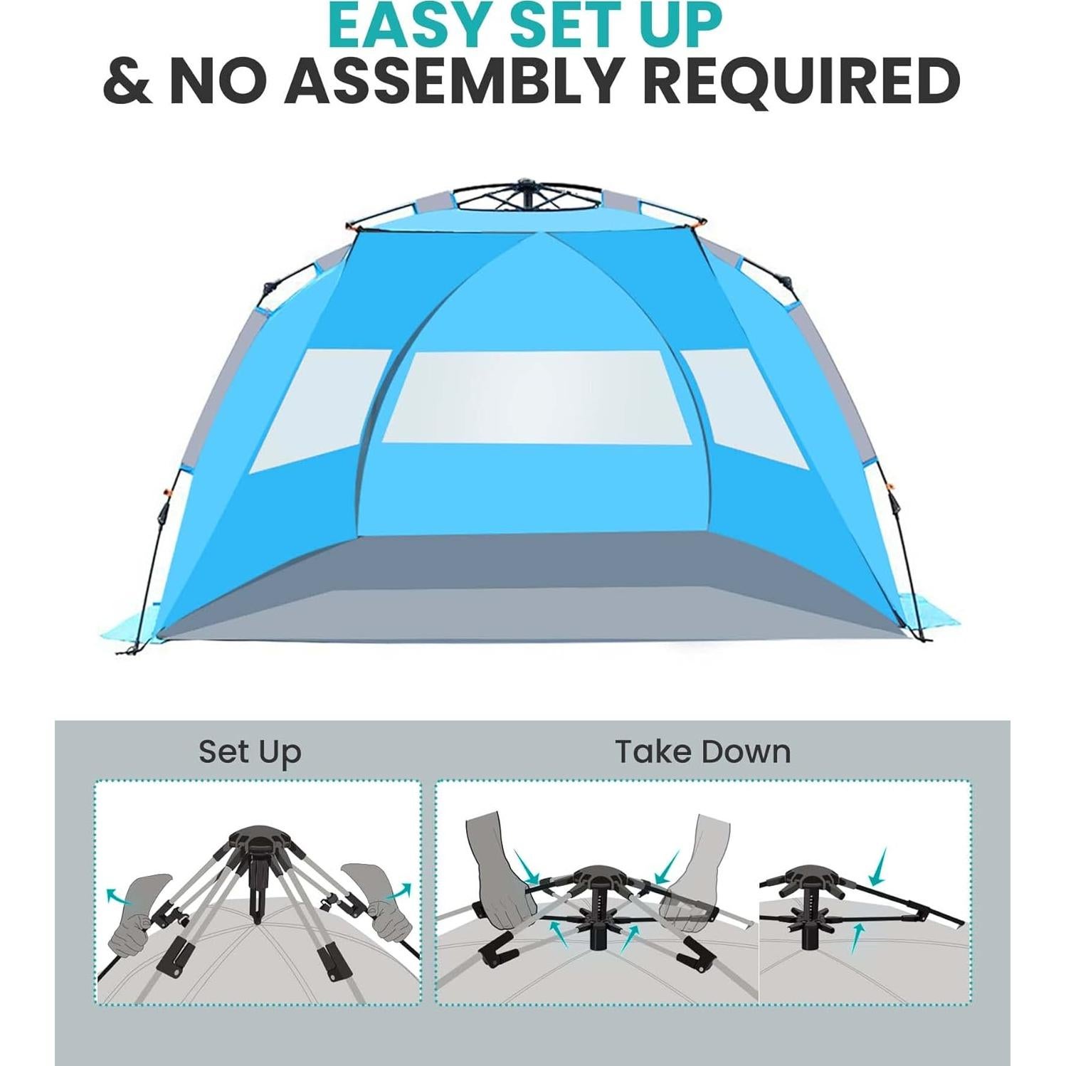 Carpa de Playa OutdoorMaster XL para 4 Personas - UV 50+