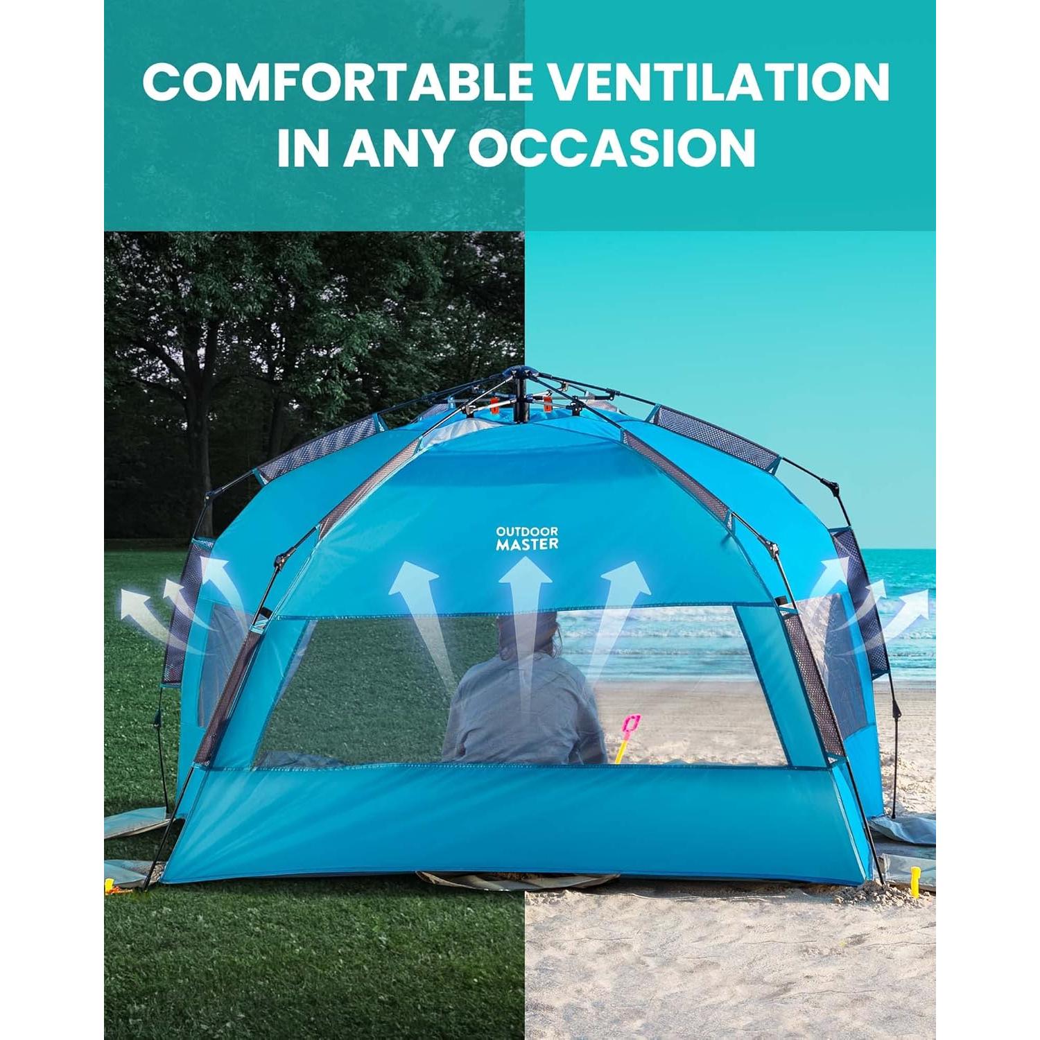 Carpa de Playa OutdoorMaster XL para 4 Personas - UV 50+